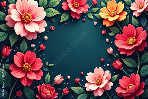 Continuous blooming flowers, intricate design, repeat pattern, blossom