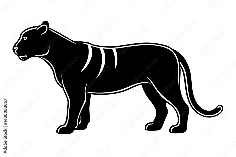 Fototapeta premium Tiger vector silhouette illustration isolated on white background