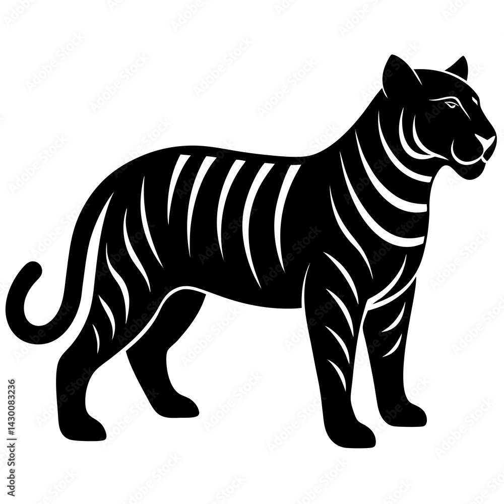 Fototapeta premium Tiger vector silhouette illustration isolated on white background