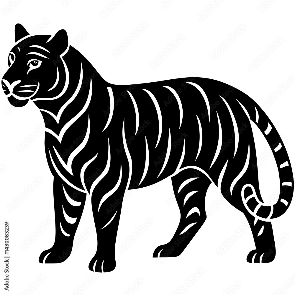 Fototapeta premium Tiger vector silhouette illustration isolated on white background