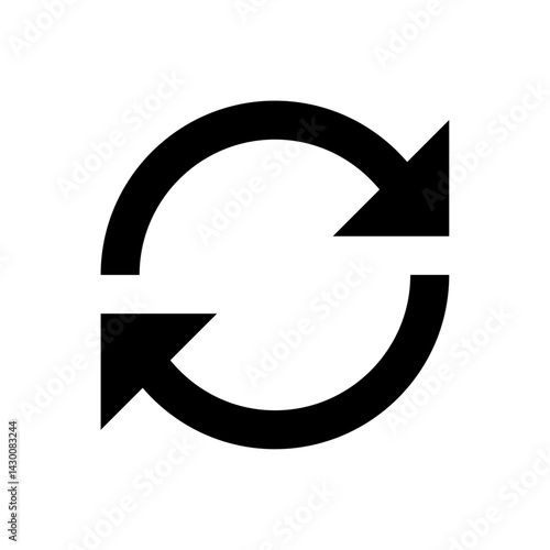Circular arrow rotation symbol with two arrows pointing in opposite directions indicating refresh icon use case