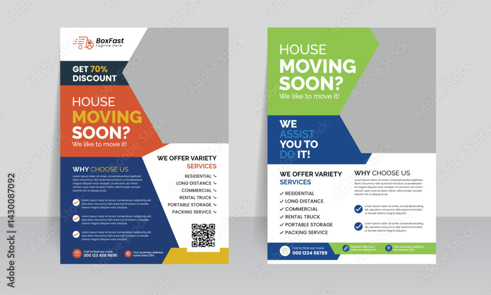 Obraz premium moving house services flyer template design