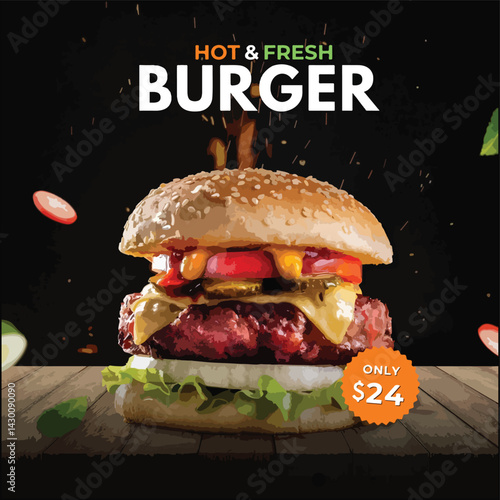 Juicy, mouthwatering burgers made with fresh ingredients – satisfaction in every bite!