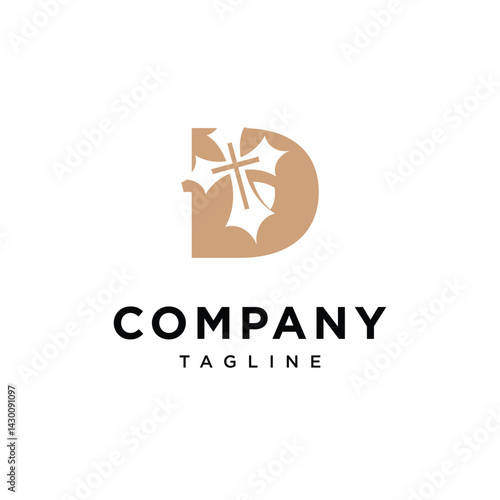 Letter D Cross Logo Icon Vector