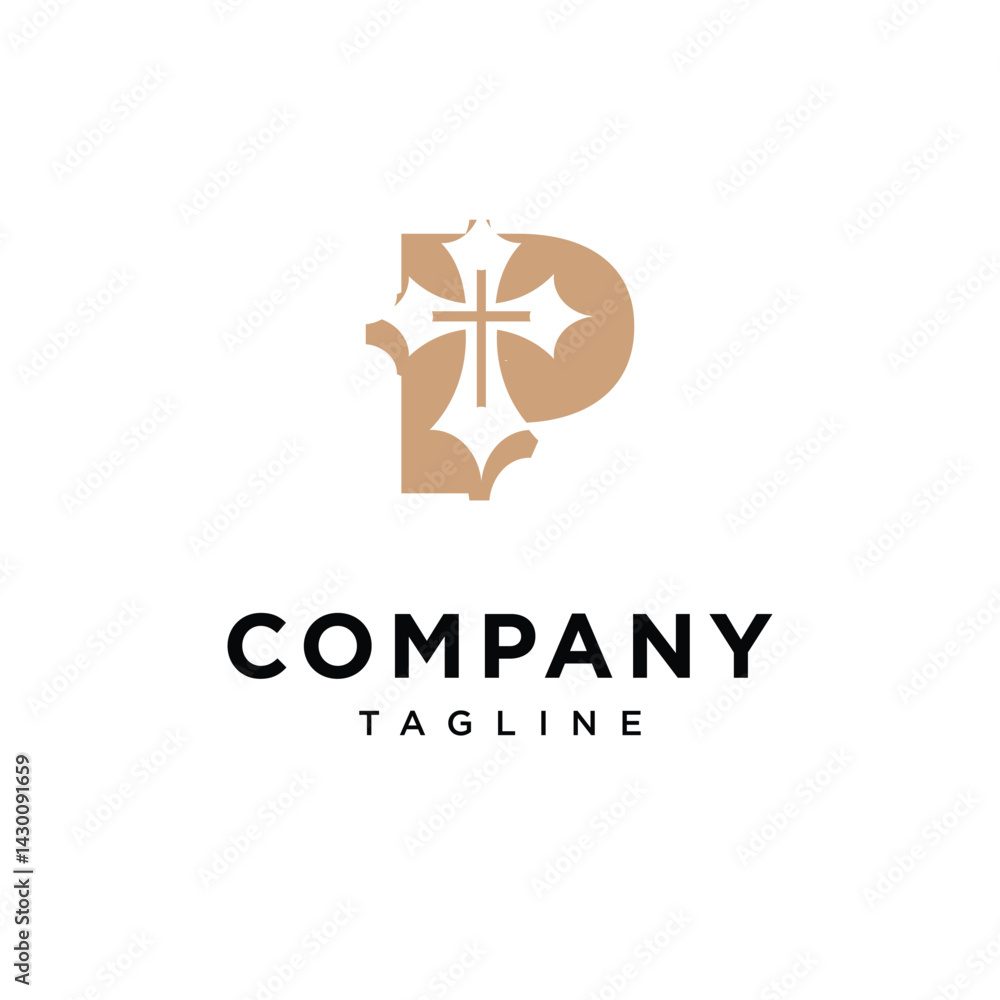 Obraz premium Letter P Cross Logo Icon Vector