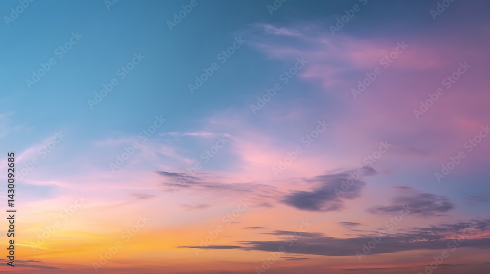 Peaceful sunset sky with a soft color gradient