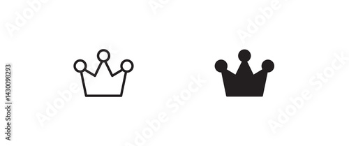 crowns. King crown sketches, majestic tiara, king and queen royal diadems line icons set, editable stroke isolated on white, linear vector outline illustration, symbol logo design style