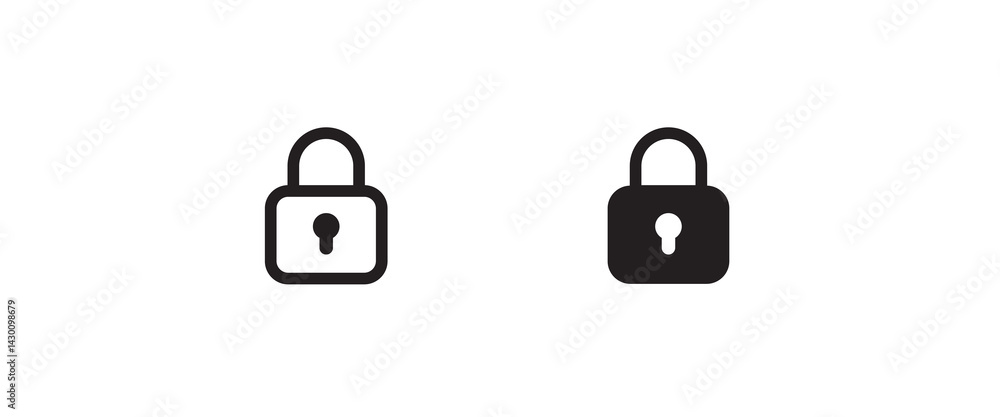 Padlock icon template. Lock icon Silhouette padlock for applications, sites. Private access, restricted access. Security symbol vector sign isolated on white Padlock icon template. Lock icon Silhouette padlock for applications, sites. Private access, restricted access. Security symbol vector sign isolated on white