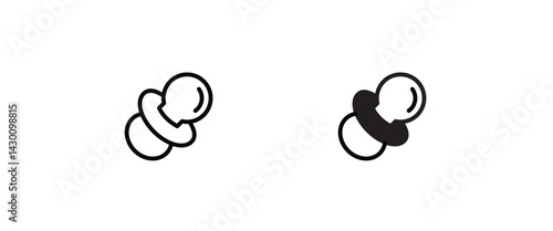 baby pacifier icon, dummy, soother, teether. Nipple icons button, vector, sign, symbol, logo, illustration, editable stroke, flat design style isolated on white linear pictogram