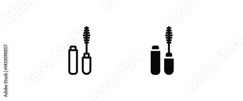 Open tube of mascara icon. makeup. eyelash brush and container icon button, vector, sign, symbol, logo, illustration, editable stroke, flat design style isolated on white