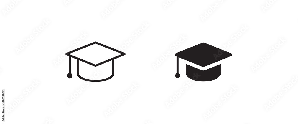 custom made wallpaper toronto digitalOutline Mortar Board or Graduation Cap. Educator graduation icon, seminar, classes line icons set, editable stroke isolated on white, linear vector outline illustration, symbol logo design style