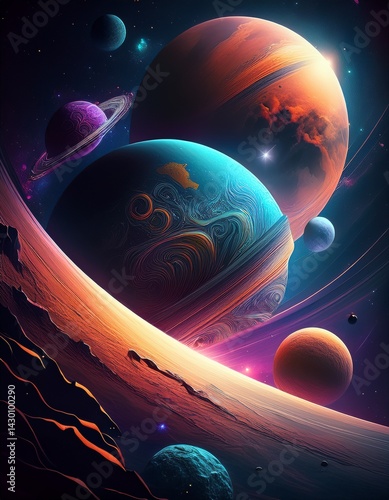 Abstract planets and space background 