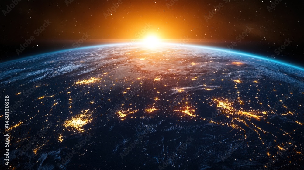 Obraz premium Earth at Night Illuminated by City Lights