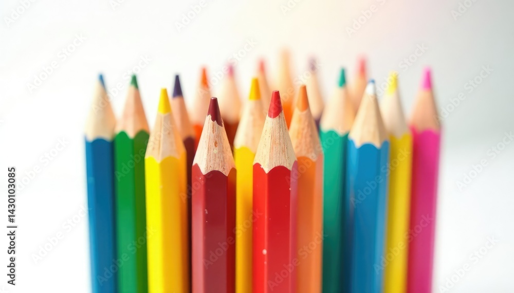 Group of colorful pencils isolated on white backdrop, objects, learn Group of colorful pencils isolated on white backdrop, objects, learn