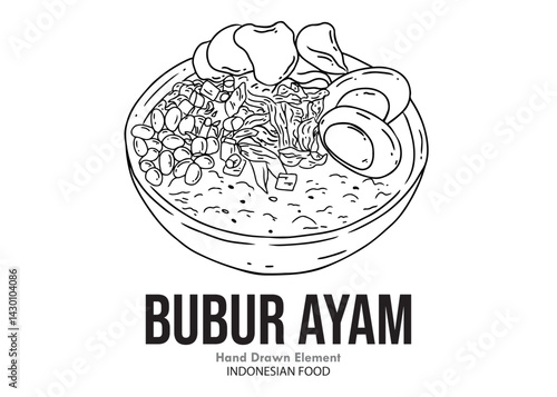 vector illustration of an Indonesian chicken porridge food