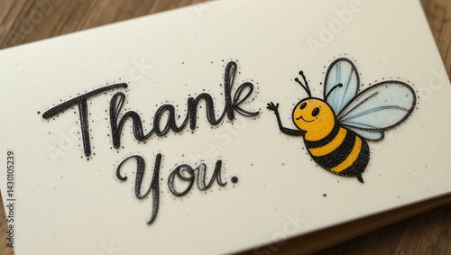 A colorful thank you card featuring a cheerful bee illustration. Perfect for expressing gratitude on various occasions.