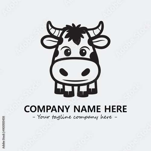 Cow illustration black and white for logo company vector image
