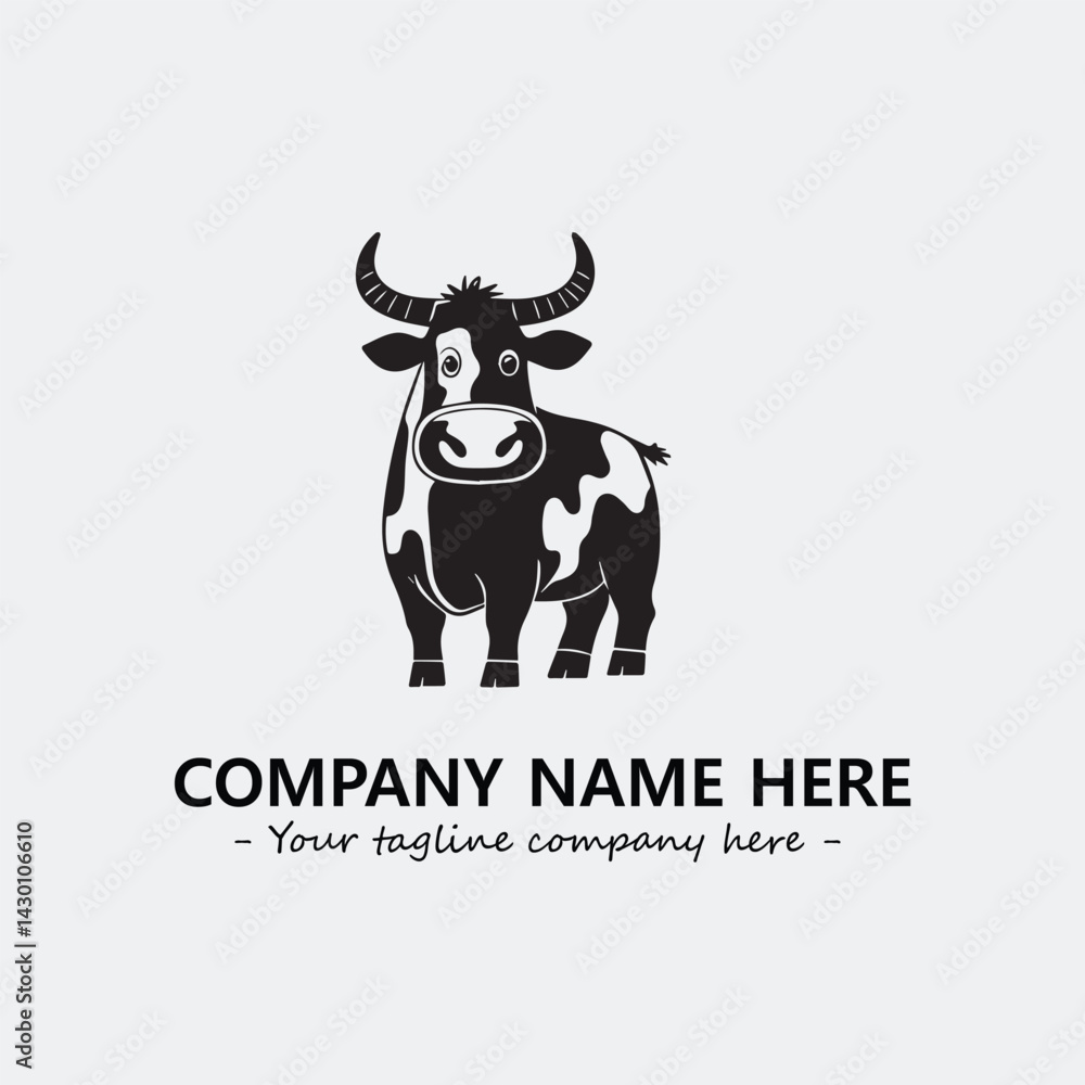 Cow illustration black and white for logo company vector image
Cow illustration black and white for logo company vector image