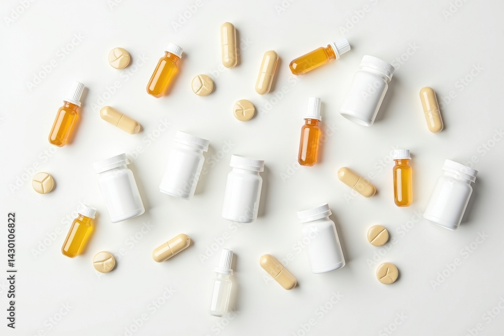 Assorted pills and medication arrangement Assorted pills and medication arrangement