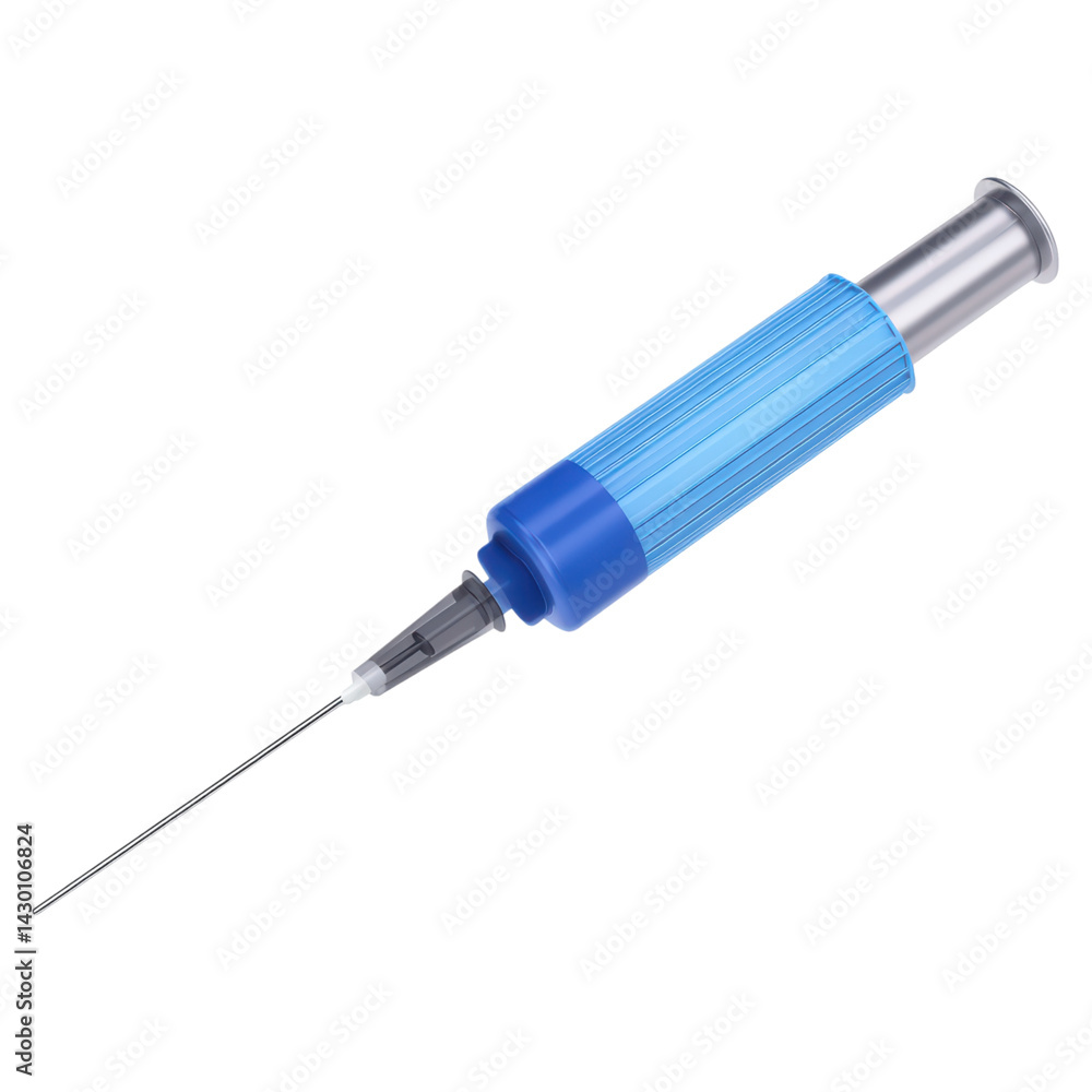 Medical Syringe with Blue Handle and Needle for Injection, isolated on transparent background. Medical Syringe with Blue Handle and Needle for Injection, isolated on transparent background.