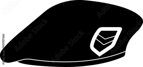 Military beret cap icon in flat. isolated on transparent background