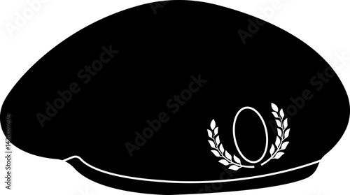 Military beret cap icon in flat. isolated on transparent background