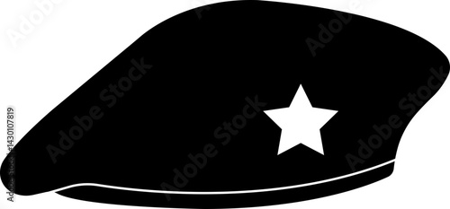 Military beret cap icon in flat. isolated on transparent background