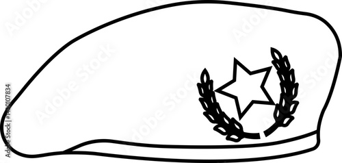 Military beret cap icon in line. isolated on transparent background