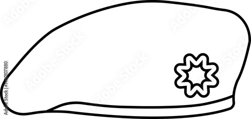 Military beret cap icon in line. isolated on transparent background