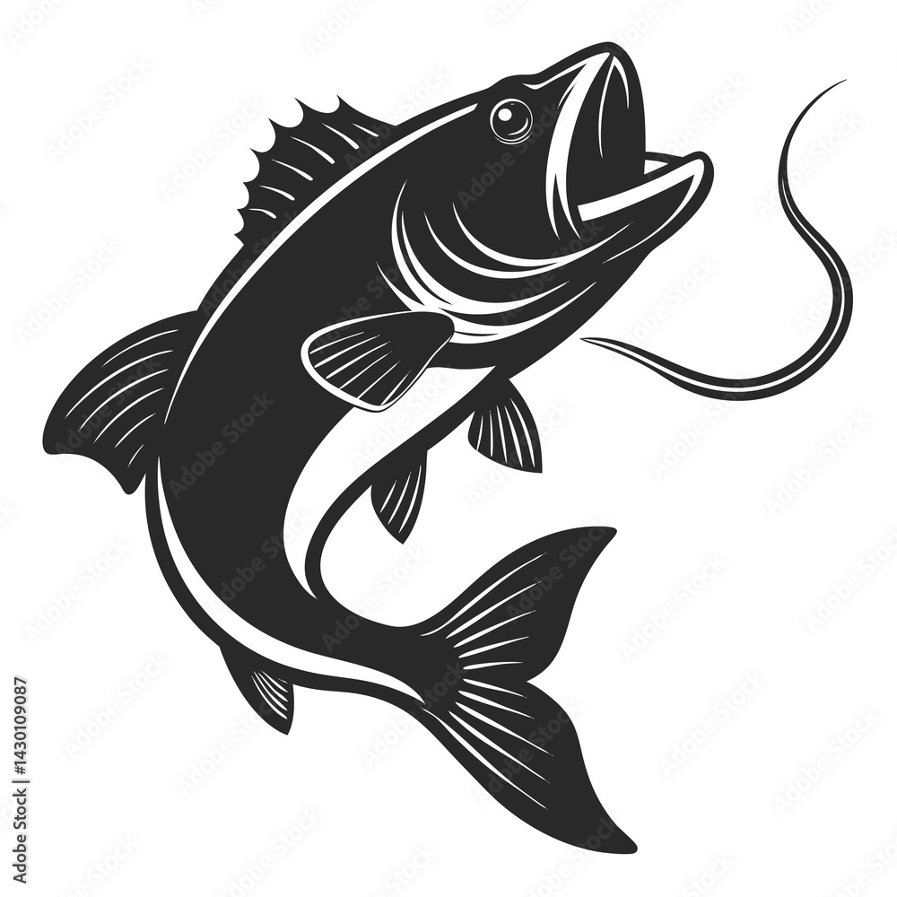 trout jumping vector silhouette illustration isolated on white background trout jumping vector silhouette illustration isolated on white background