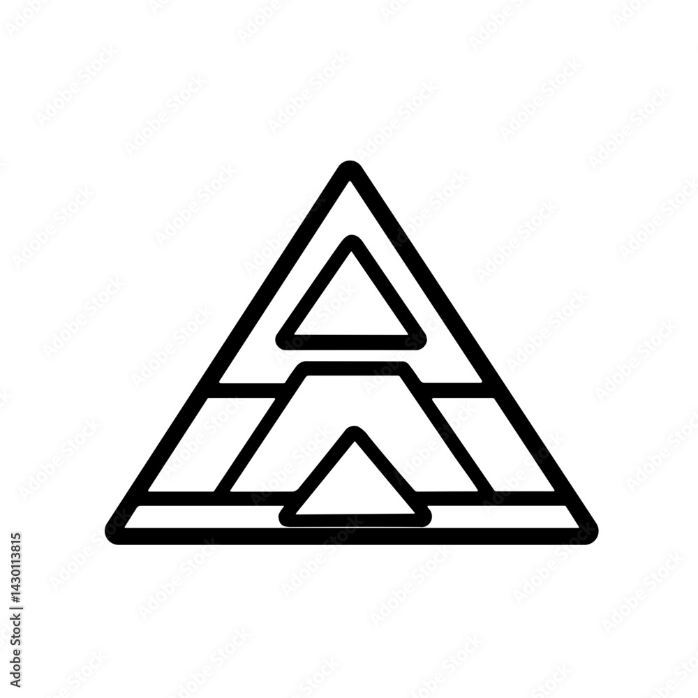 Simple Egyptian Pyramid flat black Icon