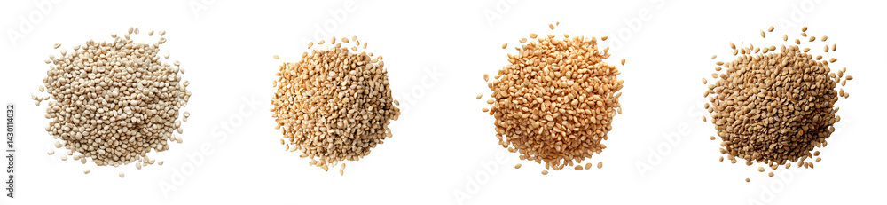 Different varieties of sesame seeds on a transparent background Different varieties of sesame seeds on a transparent background