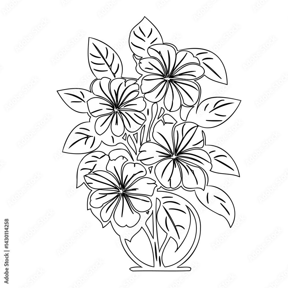 Fototapeta premium Elegant floral arrangement illustration with delicate line art drawing style