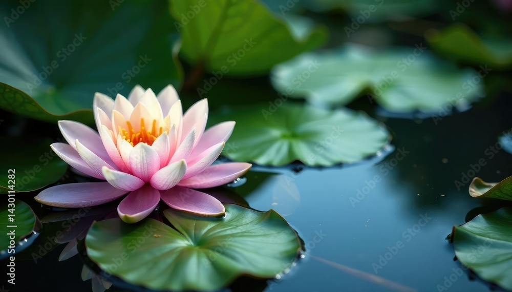 Water lilies create vibrant floral pattern on lake, art, elegant, pink Water lilies create vibrant floral pattern on lake, art, elegant, pink