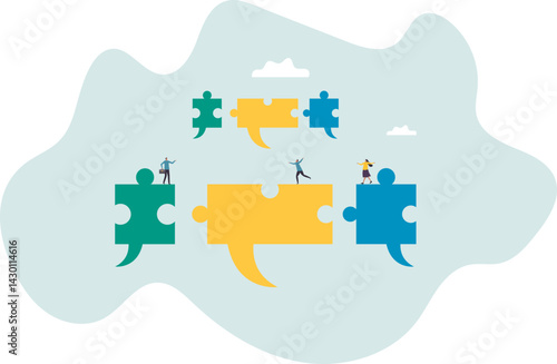 Compromise to get solution in business meeting, leadership to communicate and connect ideas in brainstorm session.character for design.