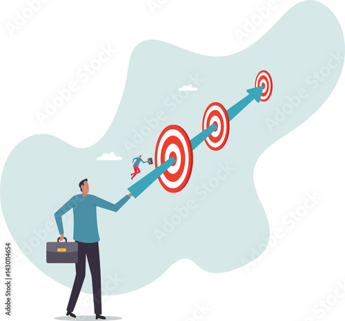Achievements or challenge to achieve targets and business goals, objectives and purpose,character for design.
