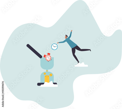 Time is money, long term investment return, retirement pension fund.character for design.