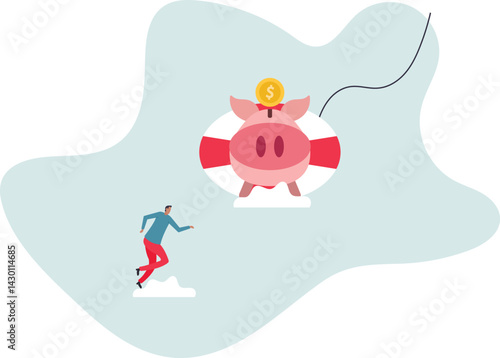 Emergency fund or money to help in crisis situation, savings for unexpected expense or losing job, emergency loan .character for design.