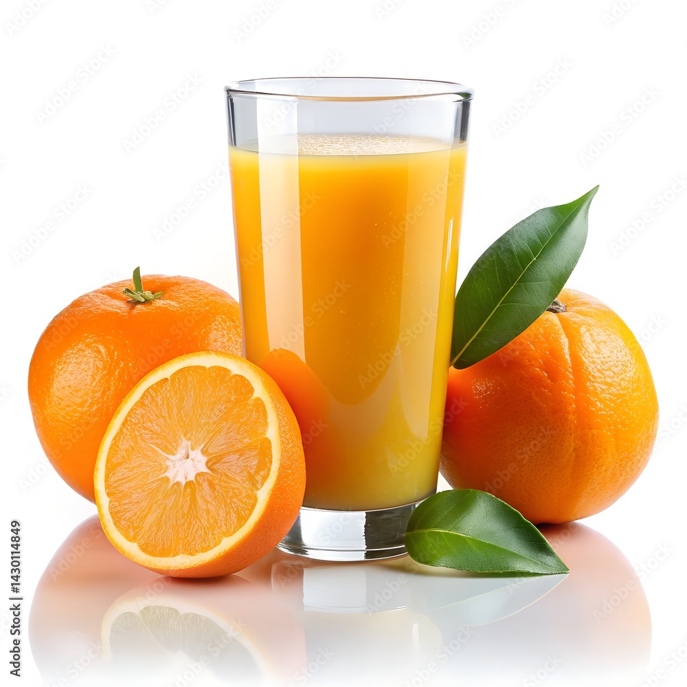 Glass of orange juice and oranges Glass of orange juice and oranges