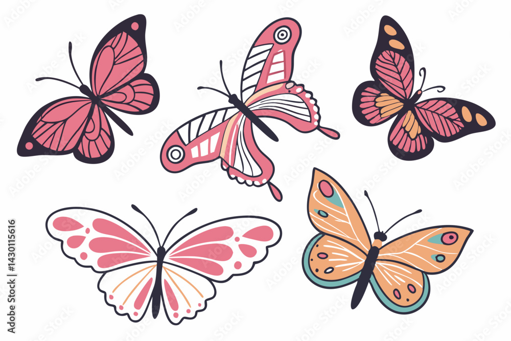 set of butterfly vector silhouette illustration isolated on white background set of butterfly vector silhouette illustration isolated on white background