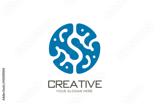 Letter S with Intelligent Brain Logo Design. Healthcare and Neuroscience Logo Design.