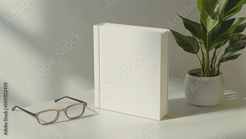 Blank book mockup, minimalist aesthetic