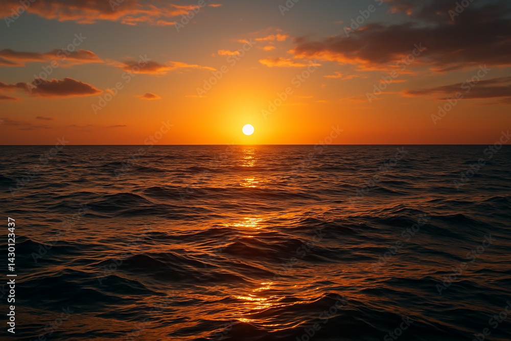 Fototapeta premium Pôr do sol sobre o oceano com reflexos dourados nas ondas