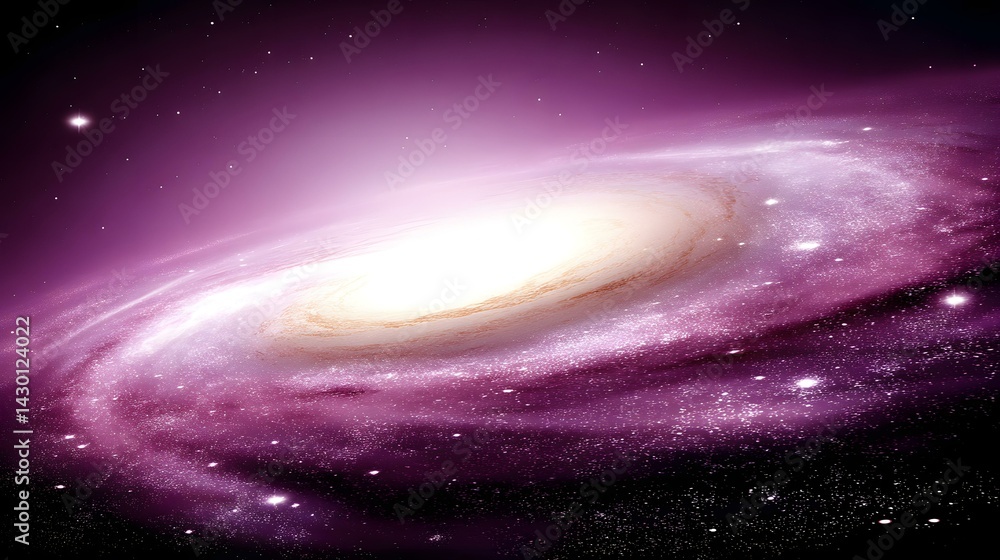 Naklejka premium galaxy with a bright, glowing center surrounded by a spiral of stars and cosmic dust