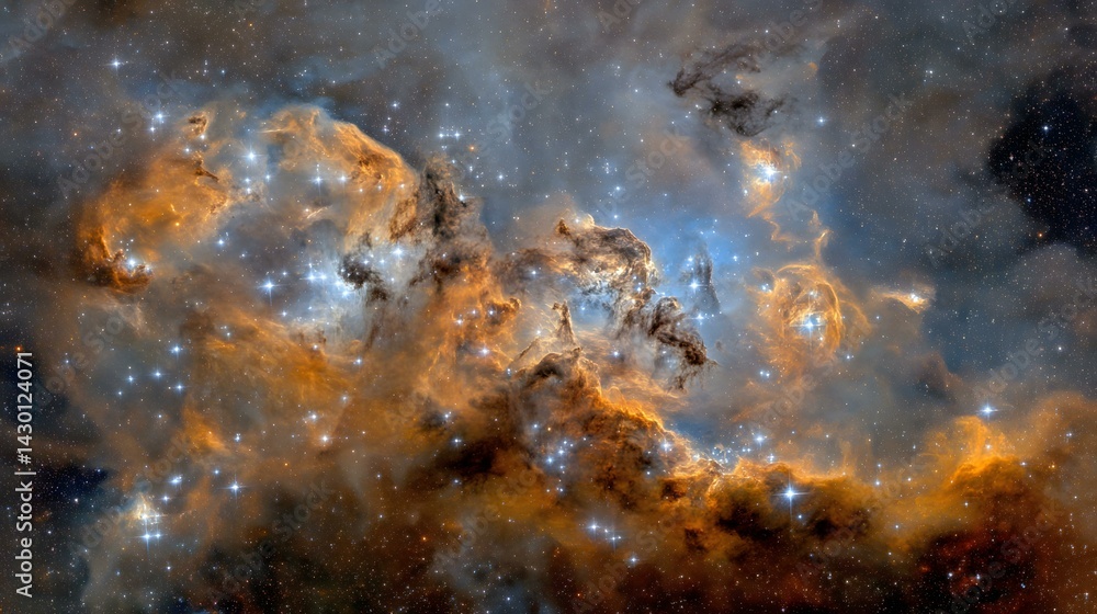 clusters with rays of light piercing through clouds of cosmic dust, creating an ethereal scene in deep space clusters with rays of light piercing through clouds of cosmic dust, creating an ethereal scene in deep space