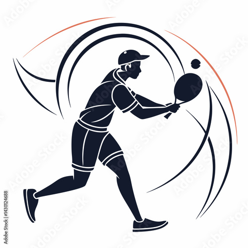 Table Tennis Player Silhouette Vector Graphic With Dynamic Motion Lines Illustration