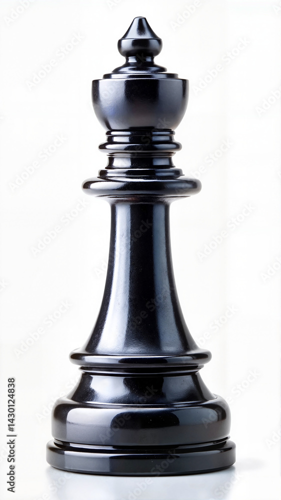 Black chess queen piece close-up on white surface Black chess queen piece close-up on white surface