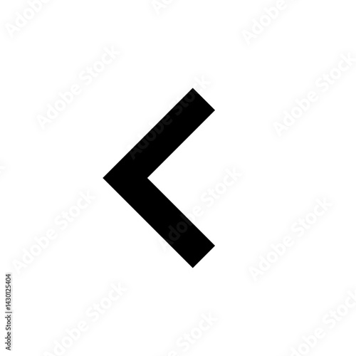 A simple black chevron pointing to the left on a white background offering a navigation symbol look and feel