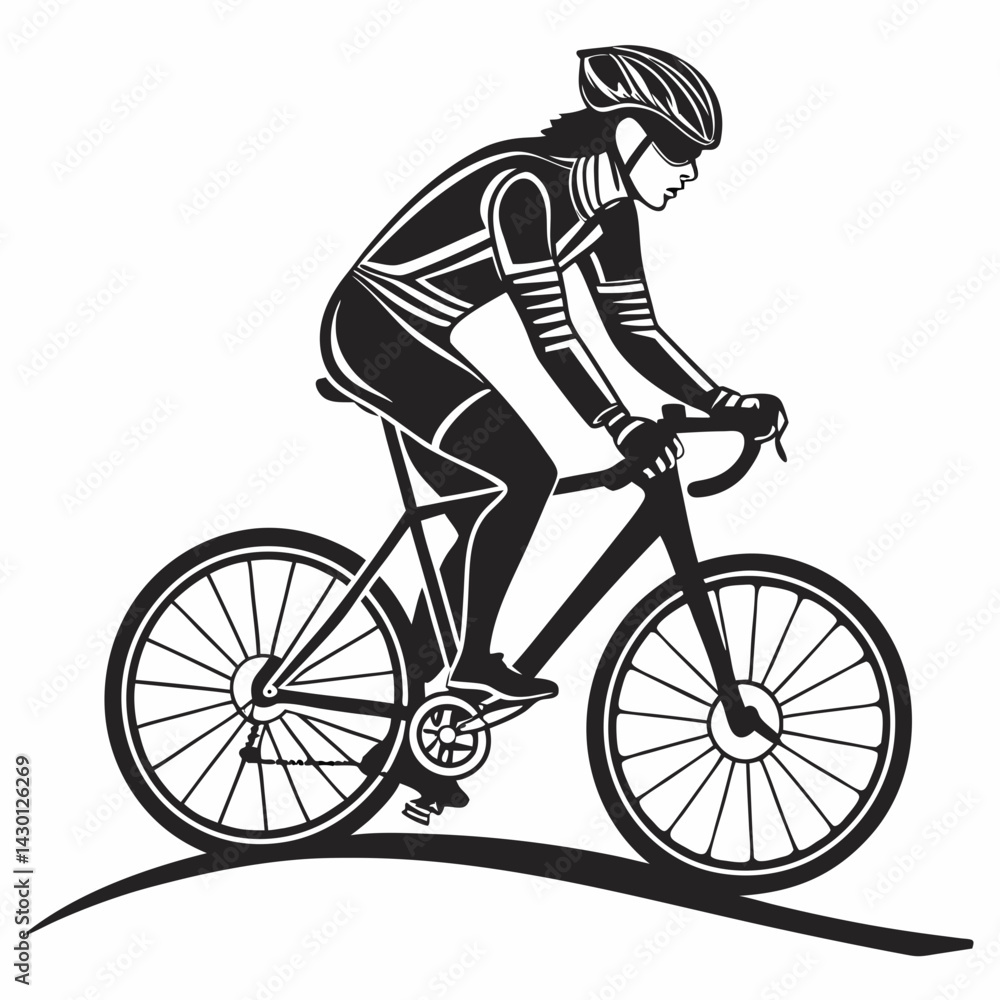 Naklejka premium Cyclist Silhouette Vector Illustration Girl On Bike For Sports Designs