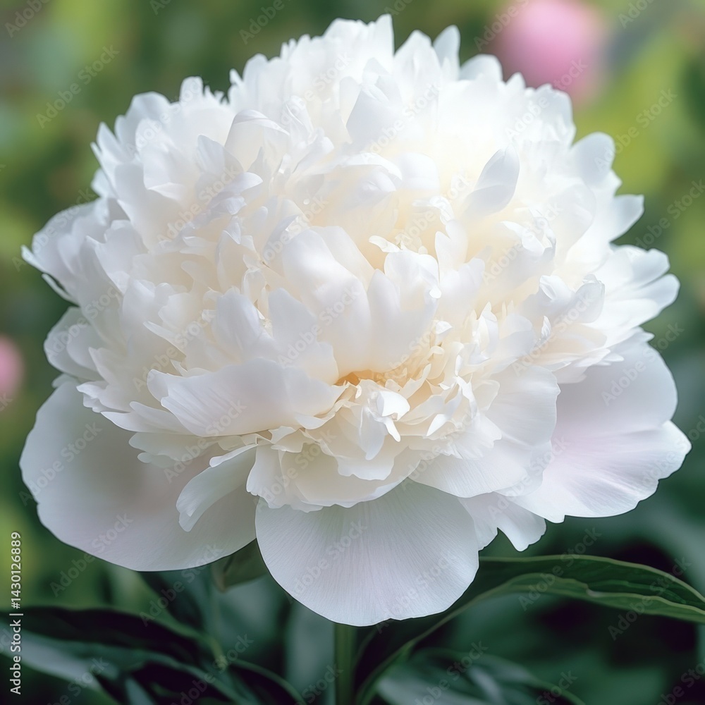 Pure white peony in full bloom Pure white peony in full bloom